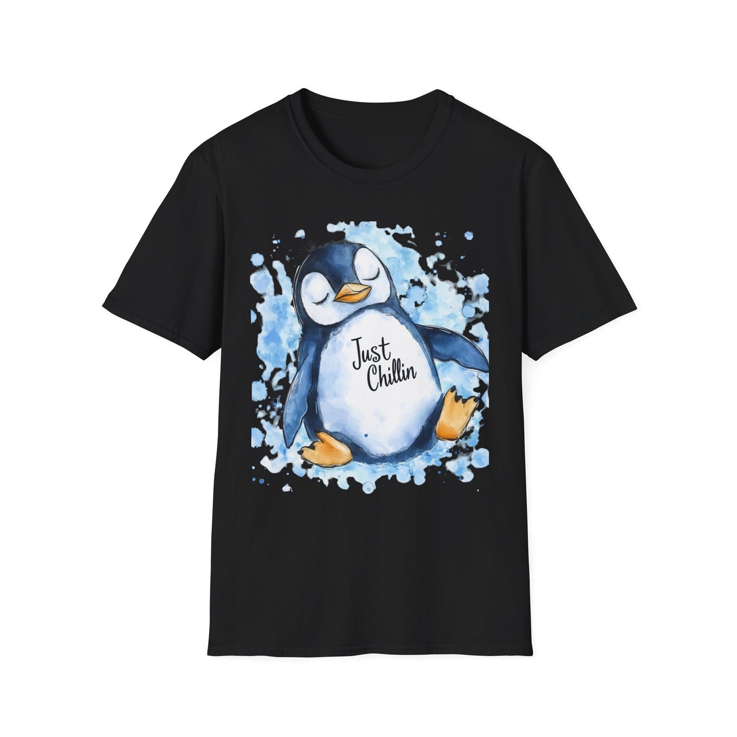 Penguin Watercolor T-Shirt, Just Chillin, Penguin Lover Gift, Holiday Winter Tee, Unisex Shirt, Animal Lover Present