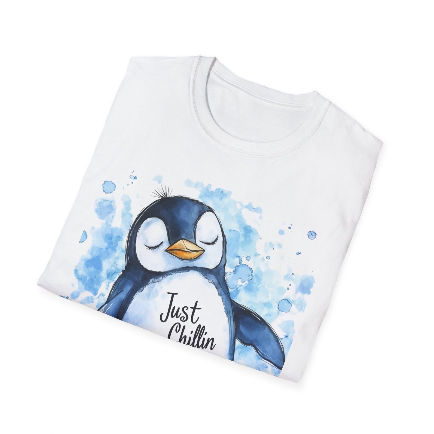 Penguin Watercolor T-Shirt, Just Chillin, Penguin Lover Gift, Holiday Winter Tee, Unisex Shirt, Animal Lover Present