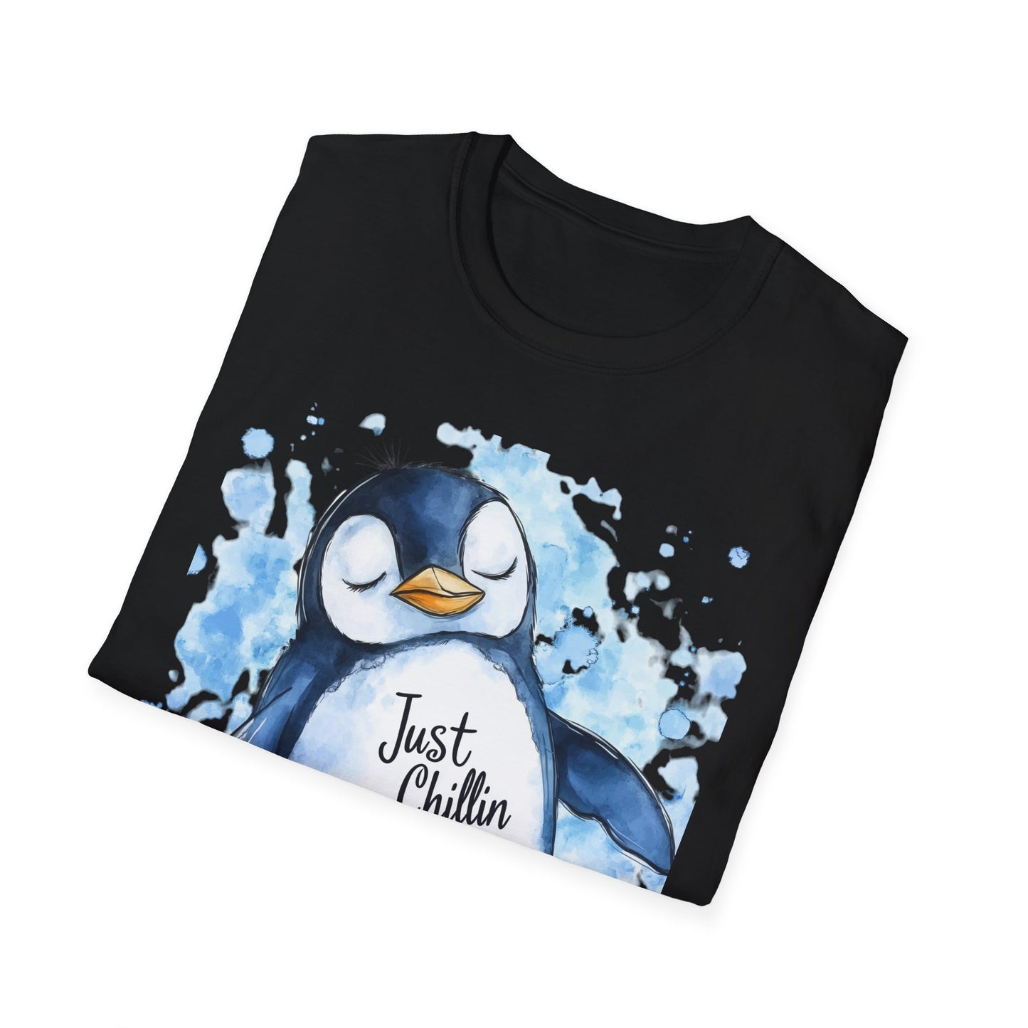 Penguin Watercolor T-Shirt, Just Chillin, Penguin Lover Gift, Holiday Winter Tee, Unisex Shirt, Animal Lover Present