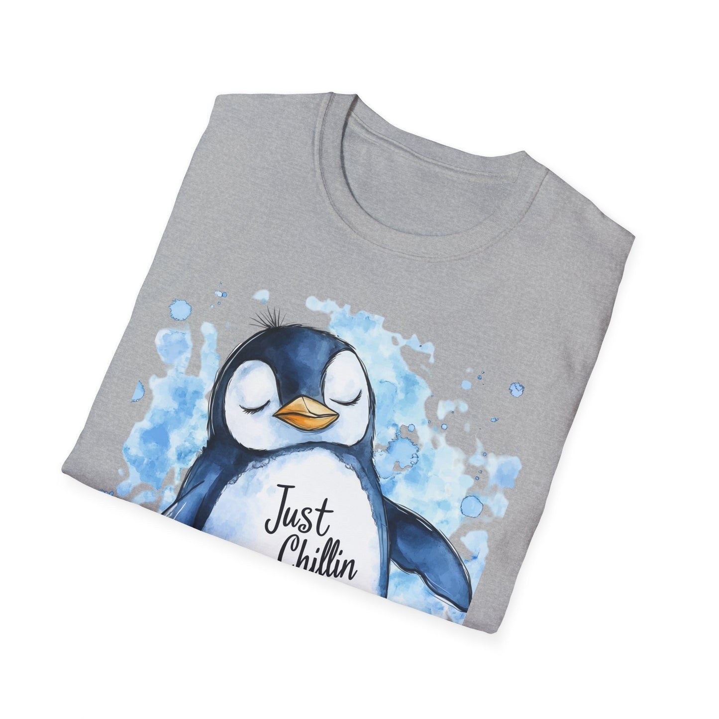 Penguin Watercolor T-Shirt, Just Chillin, Penguin Lover Gift, Holiday Winter Tee, Unisex Shirt, Animal Lover Present