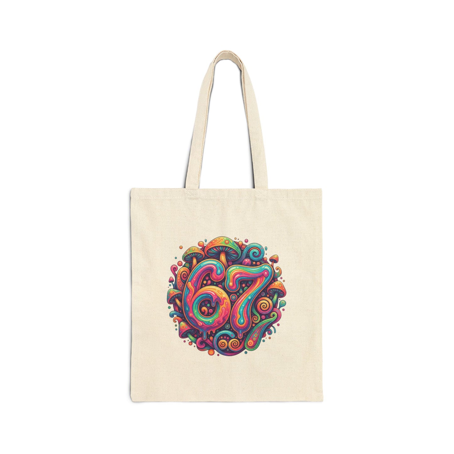 Psychedelic Mushroom Art Tote Bag - Colorful Trippy Abstract Swirls Canvas Bag
