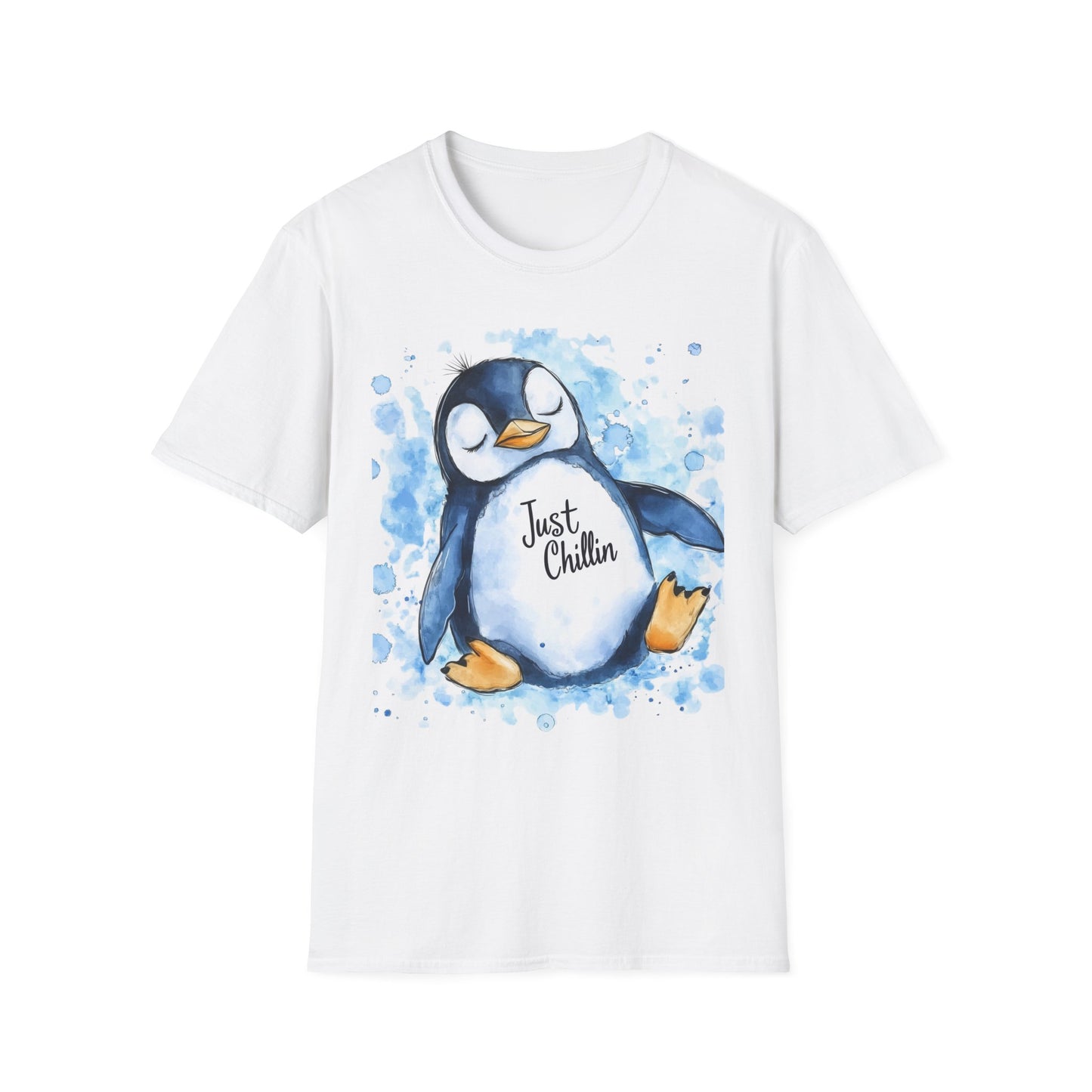 Penguin Watercolor T-Shirt, Just Chillin, Penguin Lover Gift, Holiday Winter Tee, Unisex Shirt, Animal Lover Present