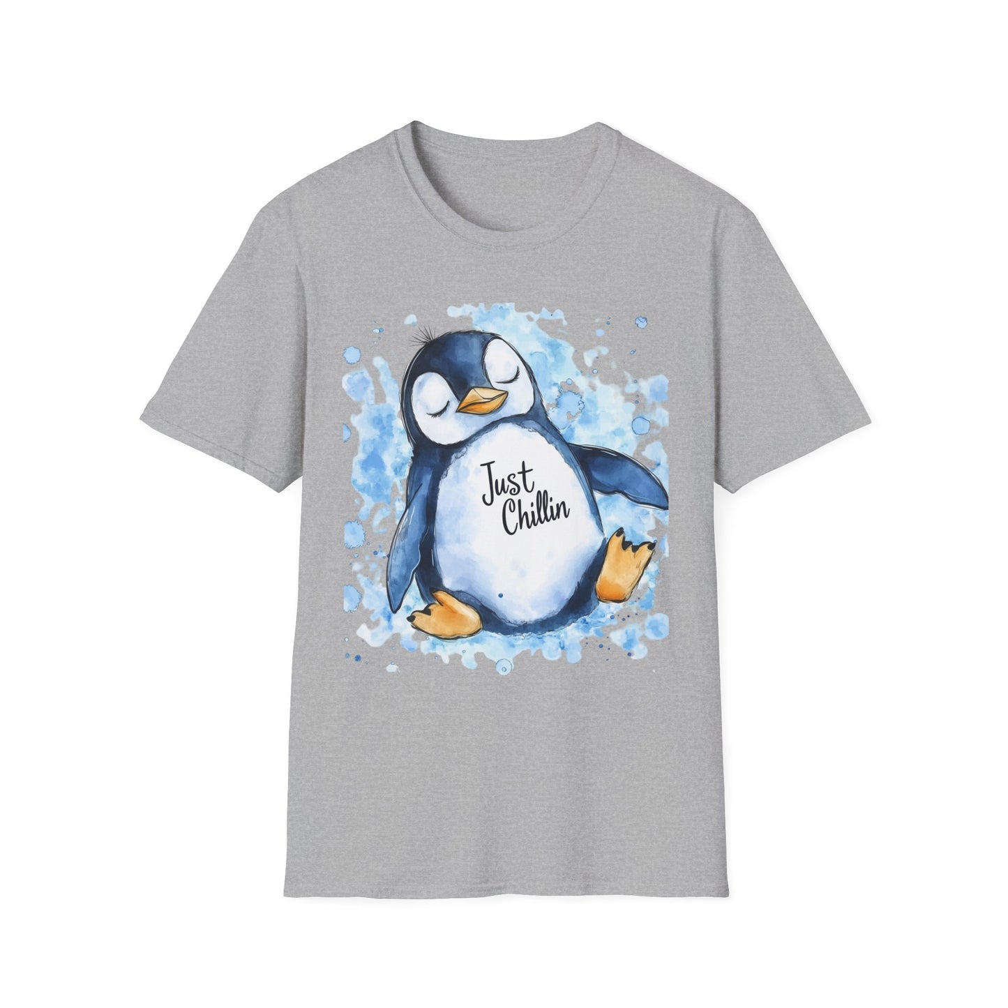 Penguin Watercolor T-Shirt, Just Chillin, Penguin Lover Gift, Holiday Winter Tee, Unisex Shirt, Animal Lover Present