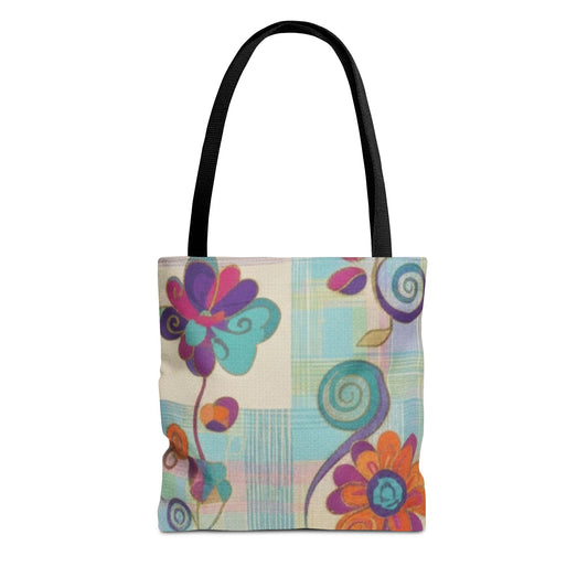 Whimsical Floral Tote Bag | Colorful Retro Flower Print Canvas Bag | Reusable Shopping Tote | Beach Bag | Gift for Her | Whimsigoth AOP